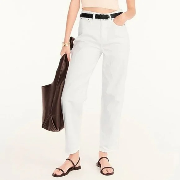 ✨NWT✨ J. CREW Peggy High Rise Tapered Leg Jean in White Sz 28